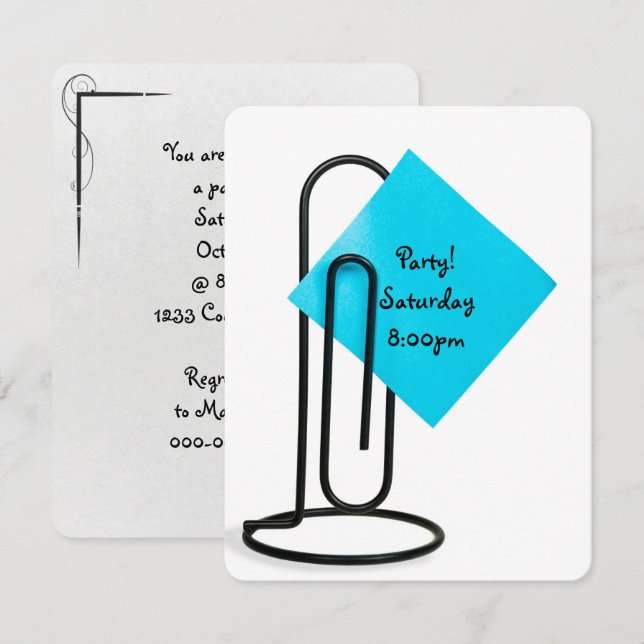 Office Party Reminder post it note Invitation (Front/Back)