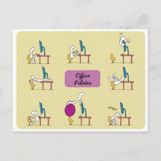 Office Pilates postcard, yellow Postcard