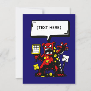 Office Rage Bear - Customizable Text Postcard