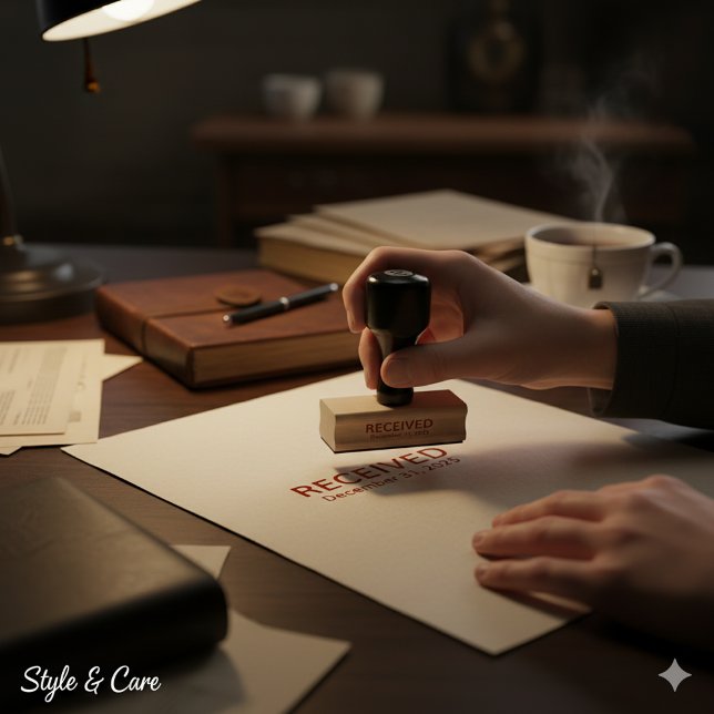 Office Ready Received With Date Custom Wooden Rubber Stamp (Office Ready Received With Date Custom Wooden Rubber Stamp)