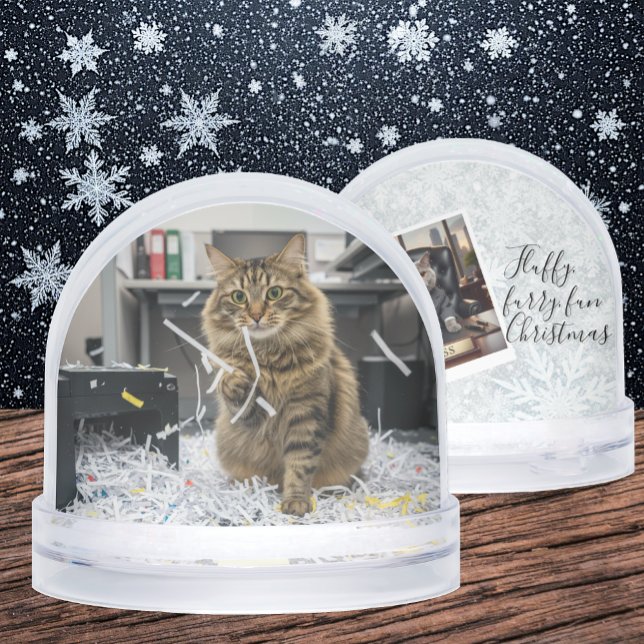 Office Reports Cat, Fun Cats meme Snow Globe (Office Meme Cats / Report Shredding )