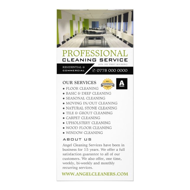 Office Setting, Cleaning Service Price List Rack Card (Front)