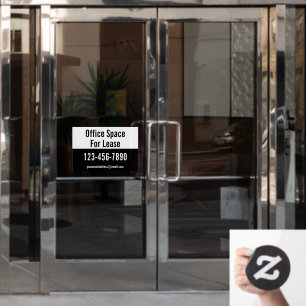 Office Space For Lease Phone Number Black & White Window Cling