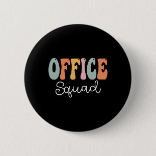 Office Squad Retro Groovy Vintage Happy First Day 2 Inch Round Button