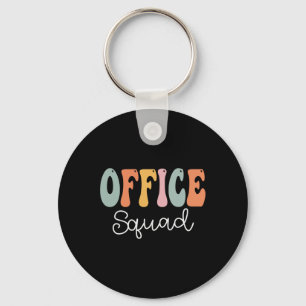 Office Squad Retro Groovy Vintage Happy First Day Keychain