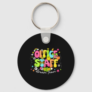 Office Staff Dream Team First Day Of School Retro Keychain