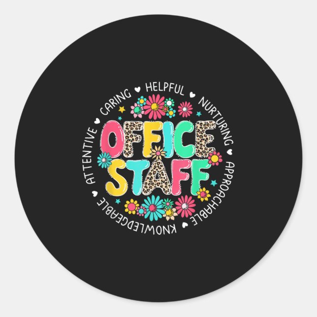 Office Staff First Day Of School Retro Leopard Tea Classic Round Sticker (Front)