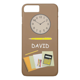 Office Stationery and Clock Brown Case-Mate iPhone Case