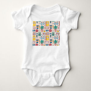 Office Stationery: Quirky Seamless Texture Baby Bodysuit