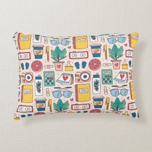 Office stationery. Seamless pattern, texture, back Accent Pillow