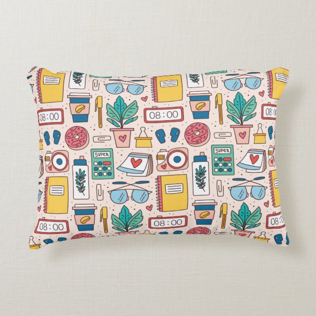 Office stationery. Seamless pattern, texture, back Accent Pillow (Front)