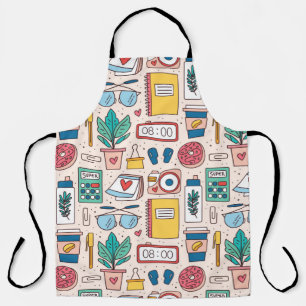 Office stationery. Seamless pattern, texture, back Apron