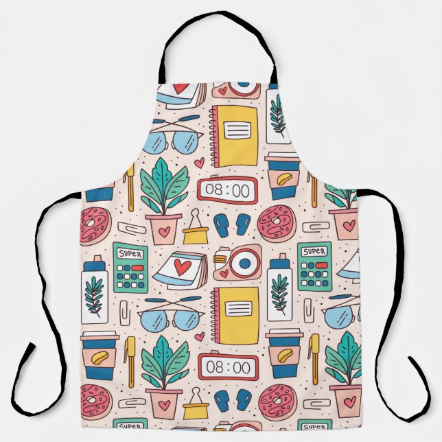 Office stationery. Seamless pattern, texture, back Apron (Front)