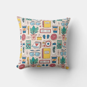 Office stationery. Seamless pattern, texture, back Throw Pillow