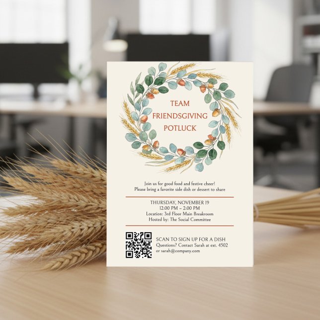 Office Team Friendsgiving Potluck Thanksgiving Invitation (Friendsgiving Potluck Invitation by Darling & May)