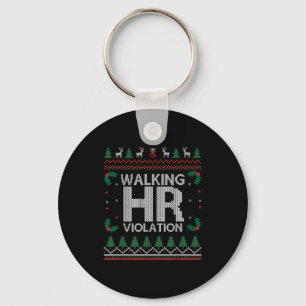 Office Ugly Christmas Funny Walking Hr Violation W Keychain