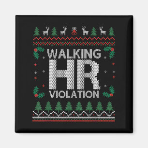 Office Ugly Christmas Funny Walking Hr Violation W Magnet
