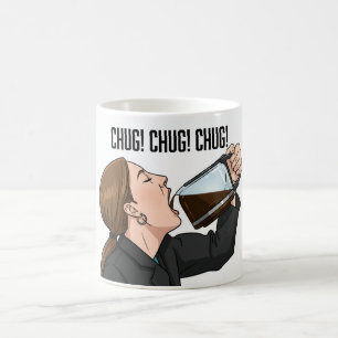 Office Woman Chugging Coffee From Pot Humor Mug