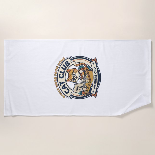 Office Work From Home Cat Cat Lover Gift - Office  Beach Towel (Front)
