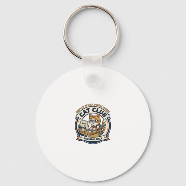 Office Work From Home Cat Cat Lover Gift - Office  Keychain (Front)