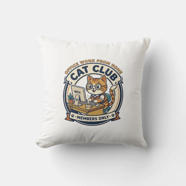 Office Work From Home Cat Cat Lover Gift - Office  Throw Pillow (Front)