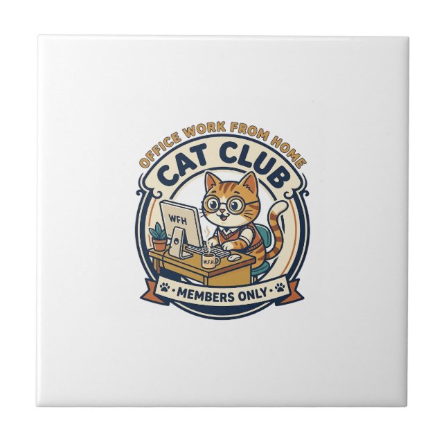 Office Work From Home Cat Cat Lover Gift - Office  Tile (Front)
