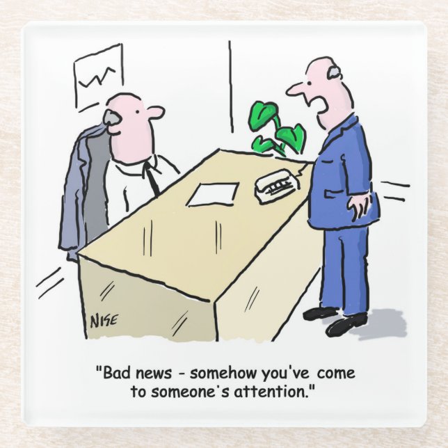 Office Worker Gets Noticed by Someone Glass Coaster (Front)