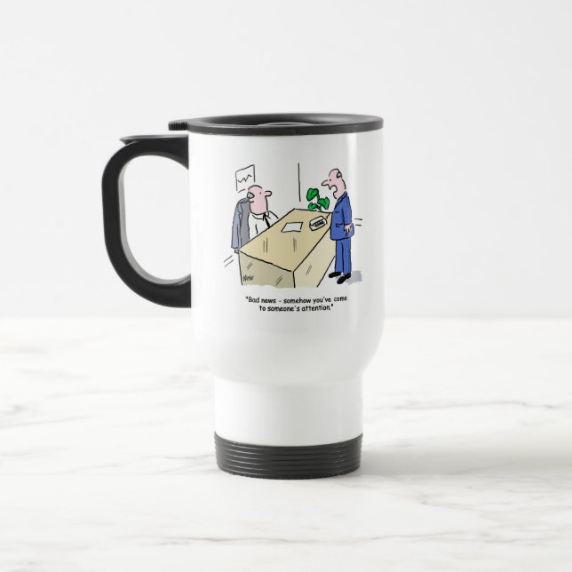 Office Worker Gets Noticed by Someone Travel Mug (Left)