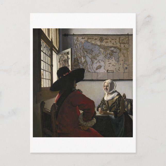 Officer and Laughing Girl by Johannes Vermeer Postcard (Front)