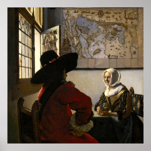 Officer and Laughing Girl by Johannes Vermeer Poster
