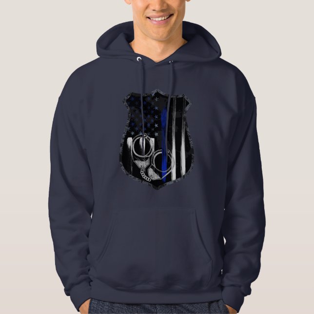 Officer Blue Line Handcuff Badge Hoodie (Front)