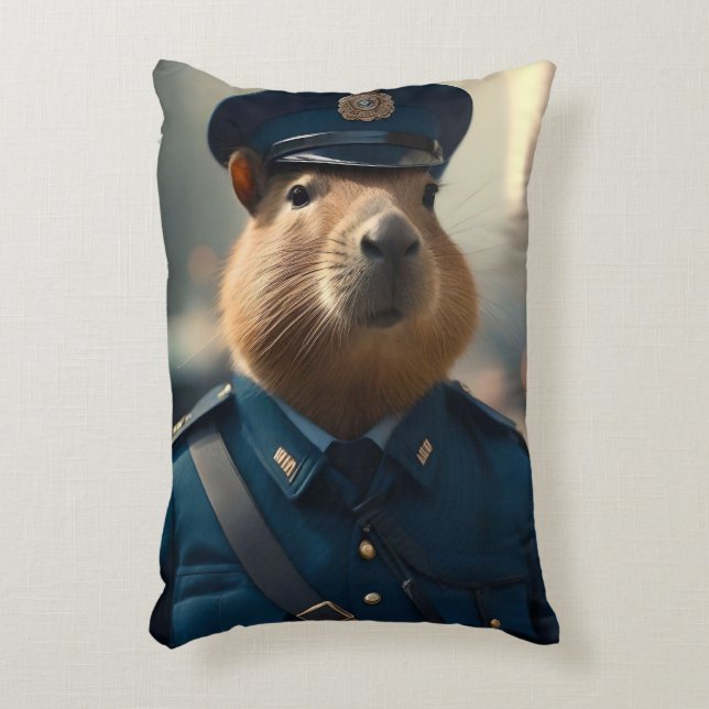 Officer Capybara: Keeping the Peace, Accent Pillow (Front(Vertical))