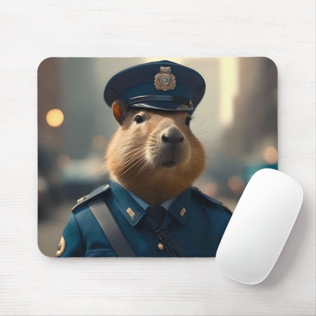 Officer Capybara: Keeping the Peace,  Mouse Pad (With Mouse)