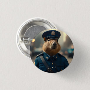 Officer Capybara The Policeman, 1 Inch Round Button