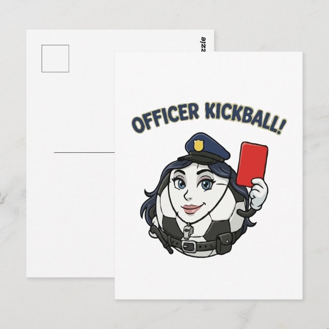 Officer Kickball Soccer Referee Postcard (Front/Back)