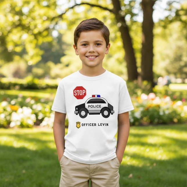 Officer Police Car Custom Birthday Name T-Shirt (Creator Uploaded)