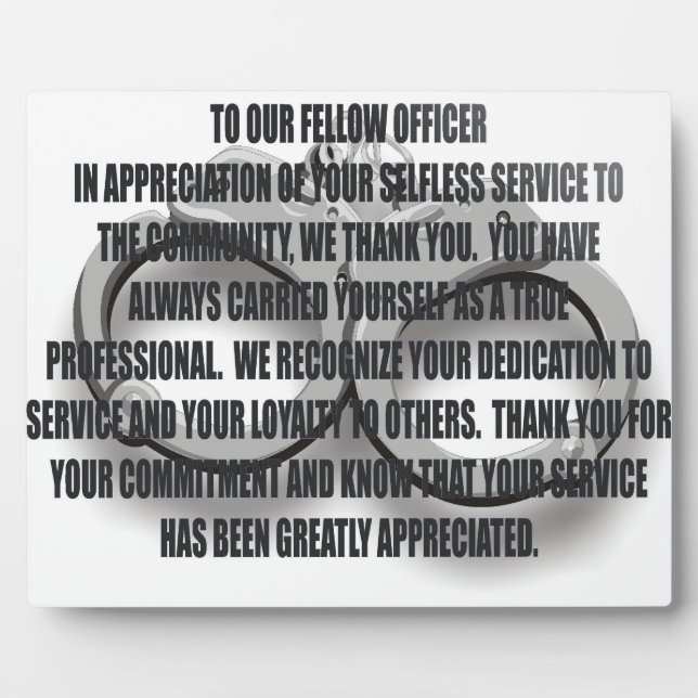 OFFICER RETIREMENT PLAQUE (Front)