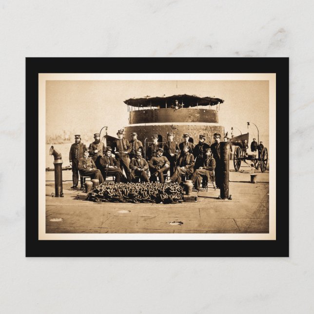 Officers on Deck of Ironclad Monitor Civil War Postcard (Front)