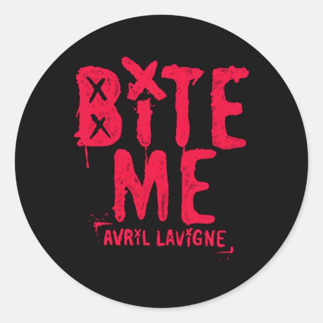 Official Avril Lavigne Red Bite Me Classic Round Sticker (Front)