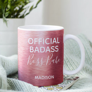 Official Badass Boss Babe Metallic Rose Gold Name Coffee Mug
