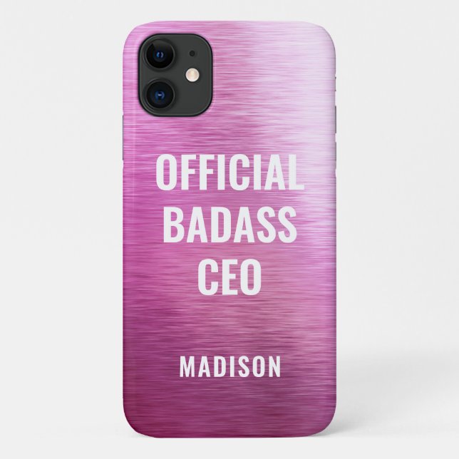 Official Badass CEO Chic Metallic Purple Name Case-Mate iPhone Case (Back)