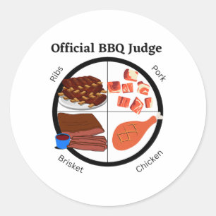Official Bbq Judge With Chicken Classic Round Sticker