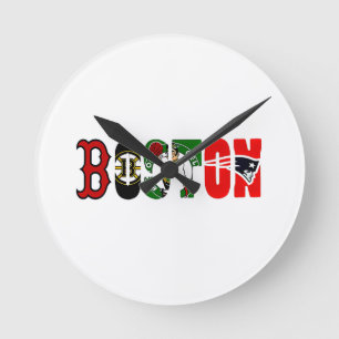 Official Boston Sport Teams T-Shirt Round Clock