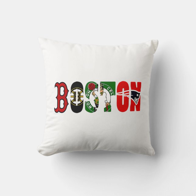 Official Boston Sport Teams T-Shirt Throw Pillow (Front)