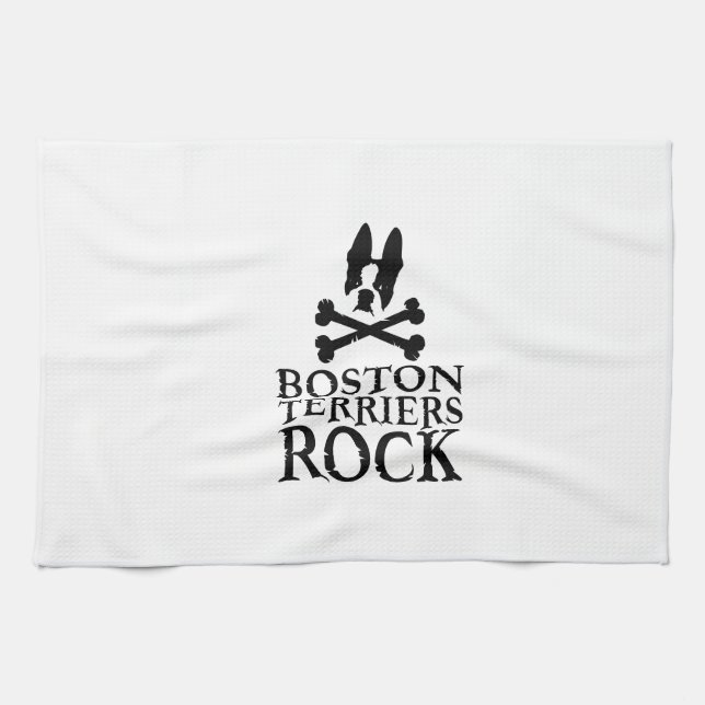Official Boston Terriers Rock Merch Kitchen Towel (Horizontal)