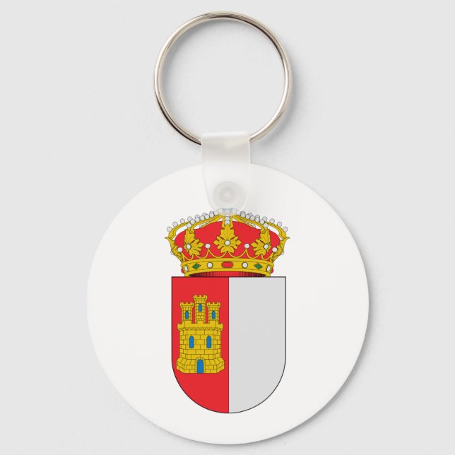 Official Castile-La Mancha Spain Coat Arms Symbol Keychain (Front)