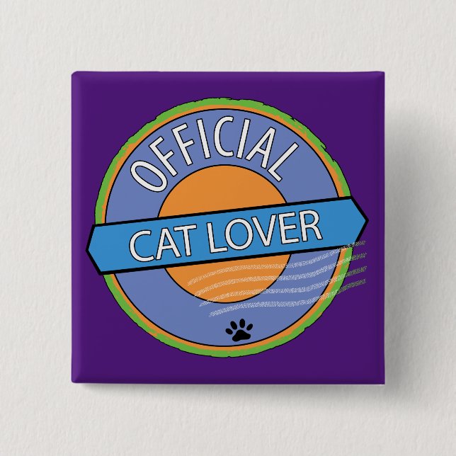 Official Cat Lover 2 Inch Square Button (Front)