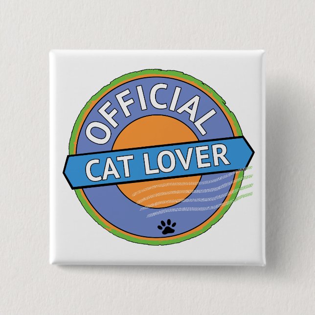 Official Cat Lover 2 Inch Square Button (Front)