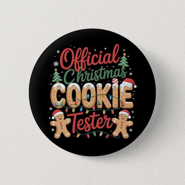 Official Christmas Cookie Tester Crew Baking Xmas 2 Inch Round Button (Front)