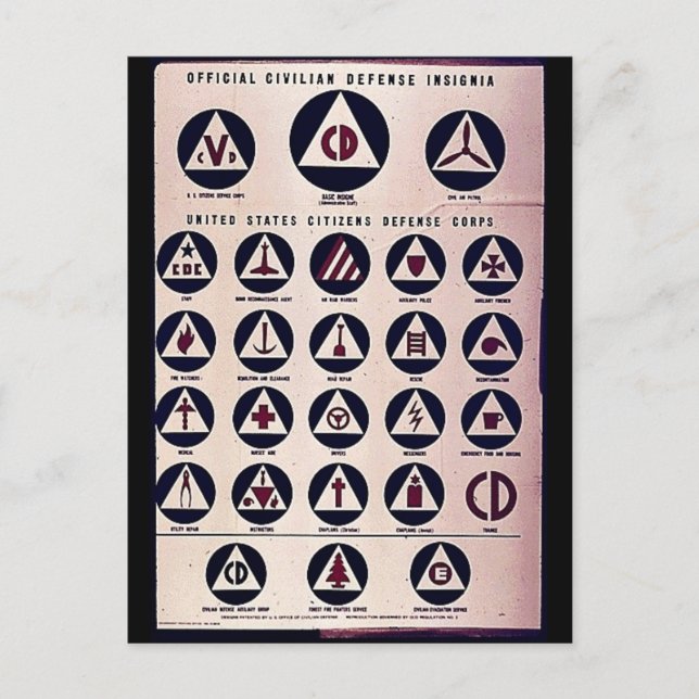 Official Civilian Defence Insignia Postcard (Front)